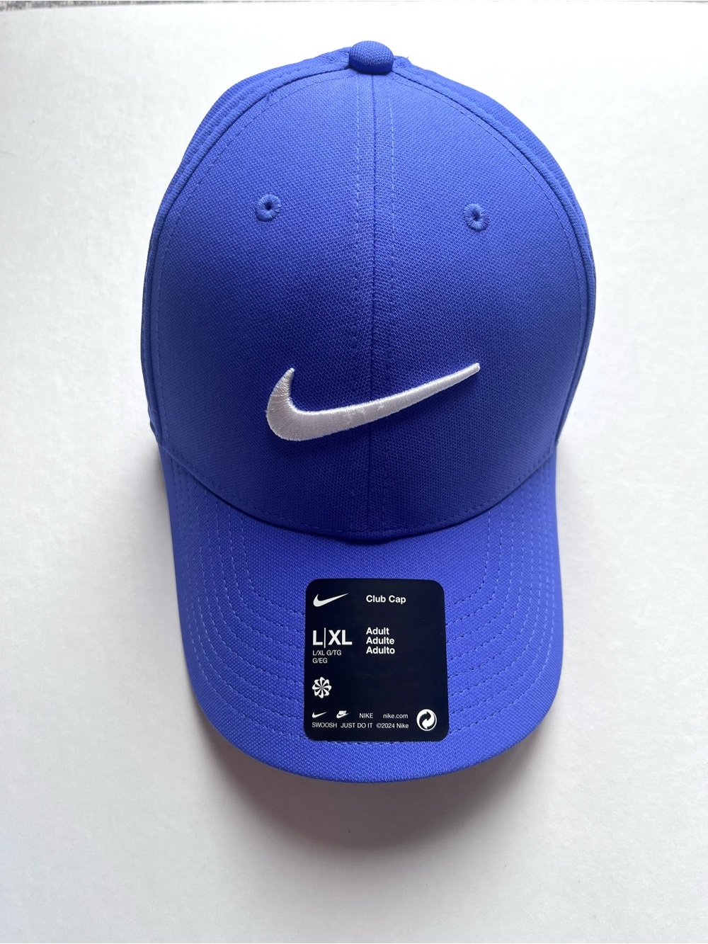 Nike Unisex Royal Blue Training Hat Size L/XL White Swoosh Baseball Cap
